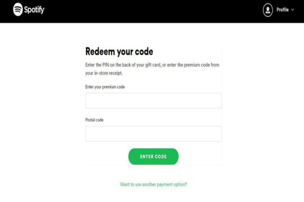 وارد کردن کد گیفت کارت spotify