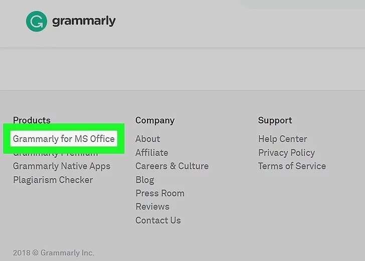 بر روی Grammarly for MS Office کلیک کنید