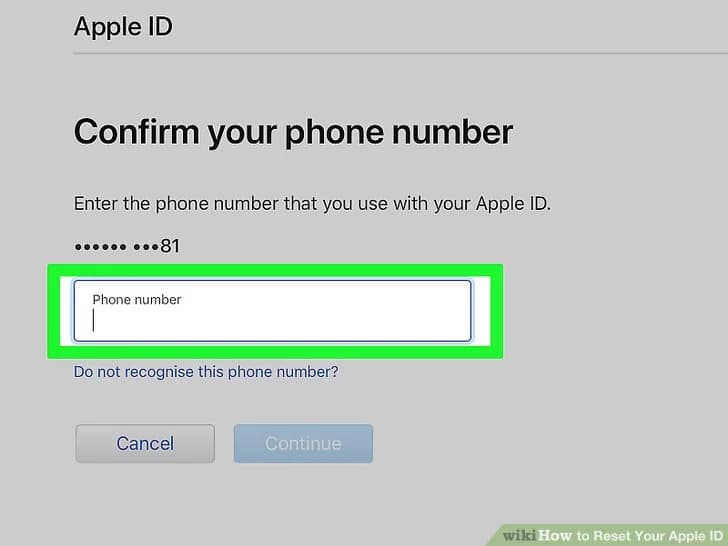 شماره تلفنی را که برای تنظیم اپل آیدی استفاده کرده‌اید، وارد کنید.