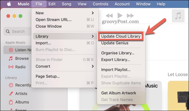 کلیک بر روی Update Cloud Library