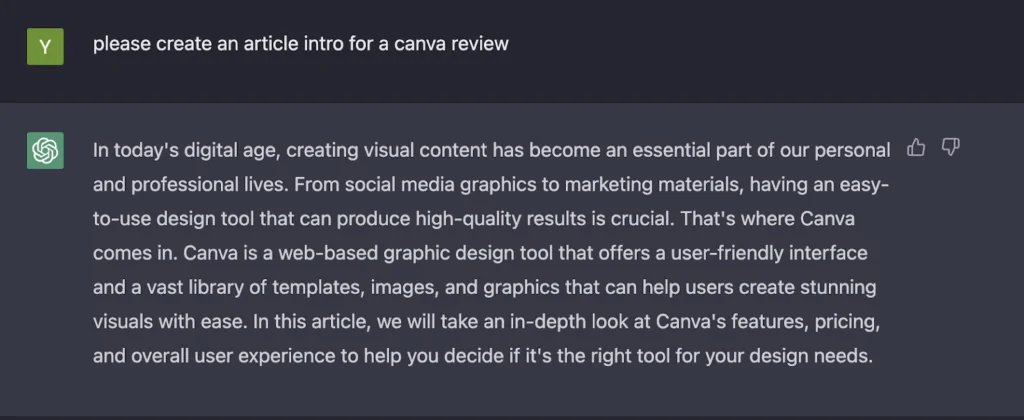 نوشتن مقدمه‌ای برای بررسی نرم‌افزار Canva توسط چت جی پی تی