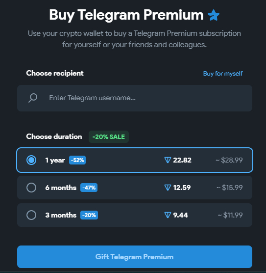 پلن اشتراک تلگرام پریمیوم مورد نظر خود را انتخاب کنید