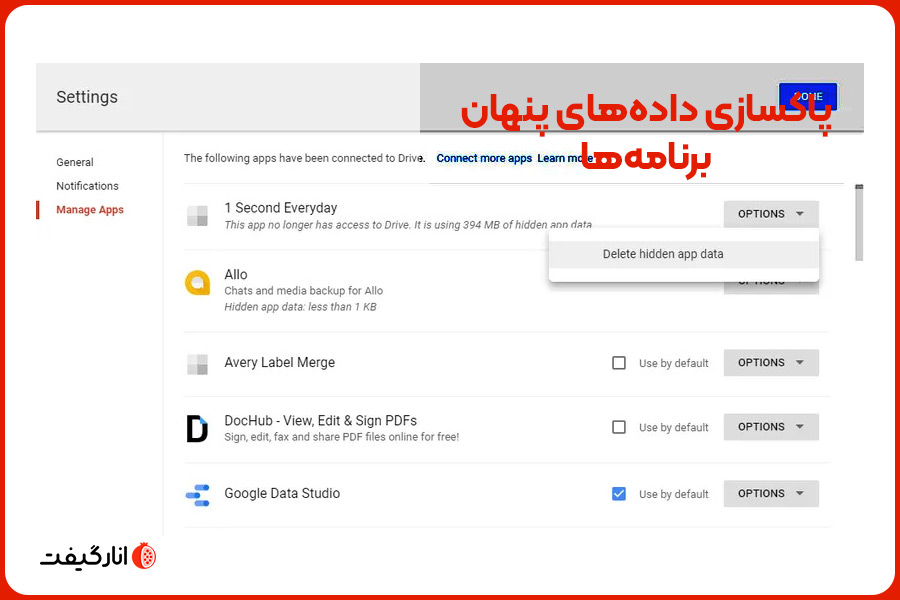 پاکسازی داده‌های پنهان برنامه‌ها