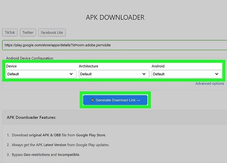 روی Generate Download Link کلیک کنید