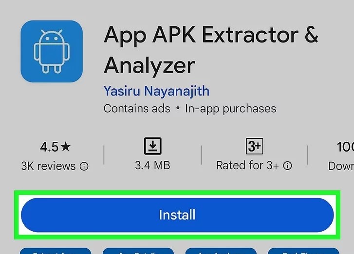 برنامه App APK Extractor & Analyzer را نصب کنید
