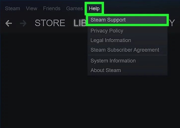 وارد برنامه Steam شوید و به بخش پشتیبانی بروید